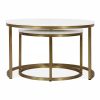 Madison Set of 2 Nesting Coffee Tables, White Marble & Brass