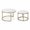 Madison Set of 2 Nesting Coffee Tables, White Marble & Brass