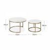 Madison Set of 2 Nesting Coffee Tables, White Marble & Brass