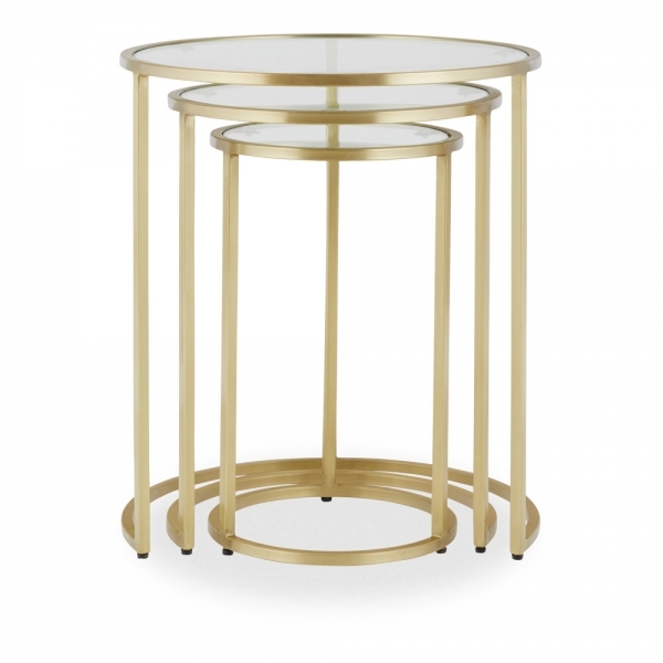 Madison Set of 3 Nesting Side Tables, Brass