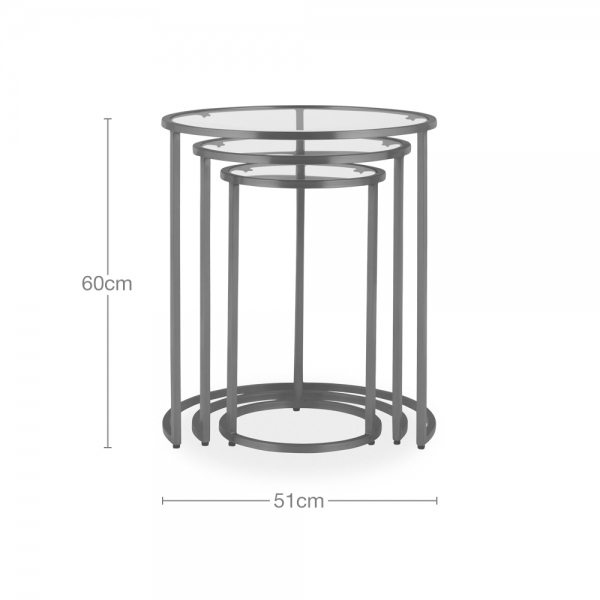 Madison Set of 3 Nesting Side Tables, Brass