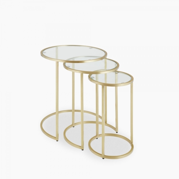 Madison Set of 3 Nesting Side Tables, Brass