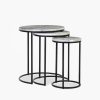 Madison Set of 3 Nesting Side Tables, Grey Marble & Black
