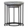 Madison Set of 3 Nesting Side Tables, Grey Marble & Black