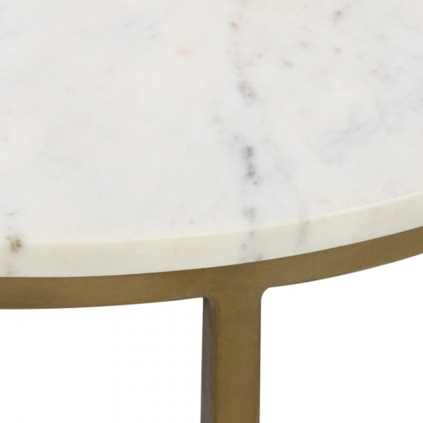 Madison Set of 3 Nesting Side Tables, White Marble & Brass