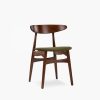 Malmros Wooden Dining Chair, Moss Green Sustainable Mohair Velvet & Walnut