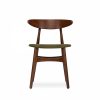 Malmros Wooden Dining Chair, Moss Green Sustainable Mohair Velvet & Walnut
