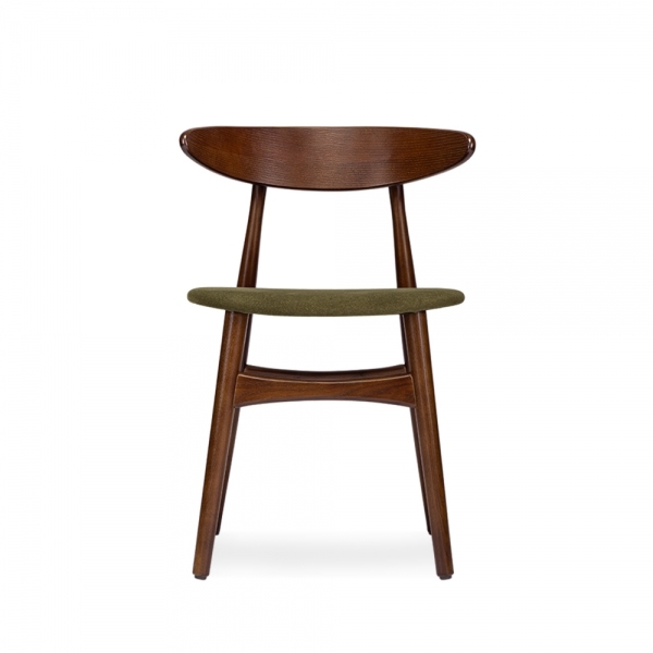 Malmros Wooden Dining Chair, Moss Green Sustainable Mohair Velvet & Walnut