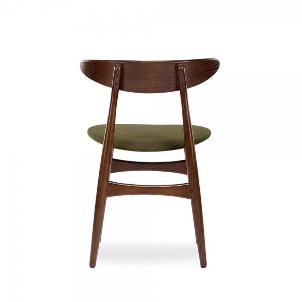 Malmros Wooden Dining Chair, Moss Green Sustainable Mohair Velvet & Walnut