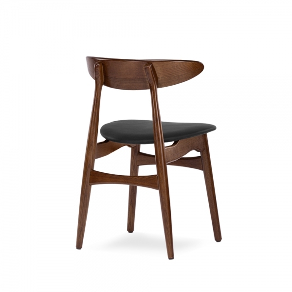 Malmros Wooden Dining Chair, Noir Black & Walnut