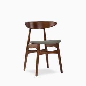 Malmros Wooden Dining Chair, Speckled Grey Sustainable Fabric & Walnut