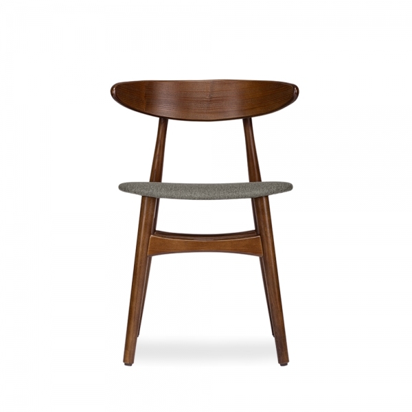 Malmros Wooden Dining Chair, Speckled Grey Sustainable Fabric & Walnut