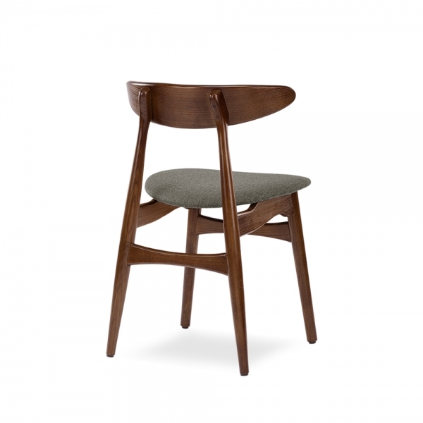 Malmros Wooden Dining Chair, Speckled Grey Sustainable Fabric & Walnut