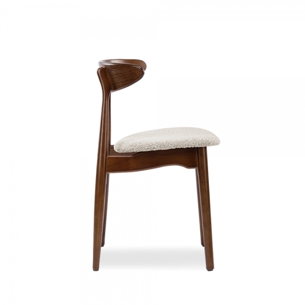 Malmros Wooden Dining Chair, Speckled Stone Sustainable Boucle & Walnut