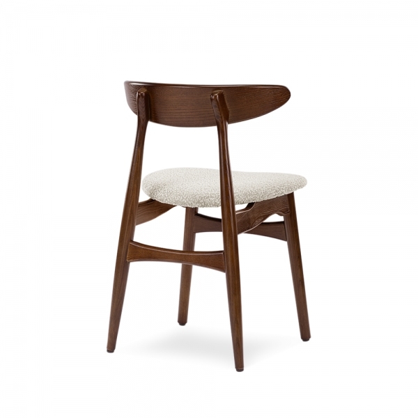 Malmros Wooden Dining Chair, Speckled Stone Sustainable Boucle & Walnut
