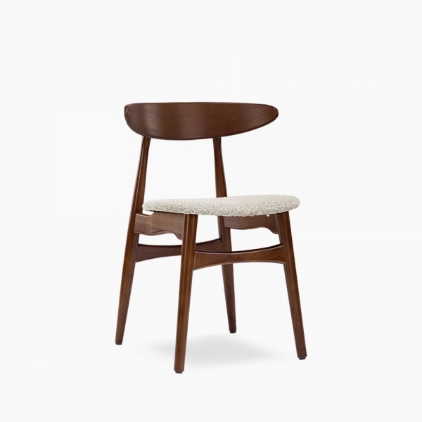 Malmros Wooden Dining Chair, Speckled Stone Sustainable Boucle & Walnut