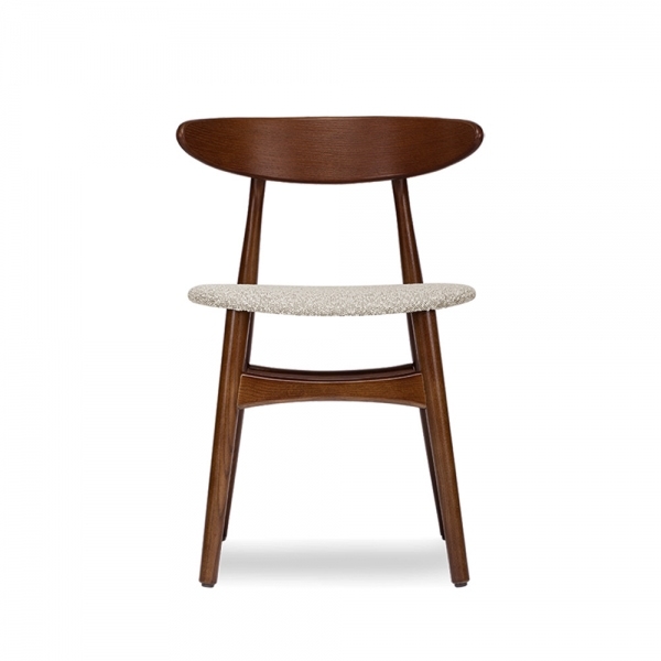 Malmros Wooden Dining Chair, Speckled Stone Sustainable Boucle & Walnut