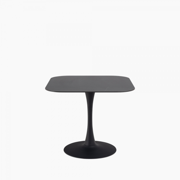 Malta 4 Seat Square Dining Table, Black Ceramic