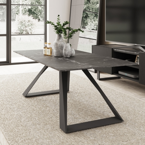 Malton Coffee Table, Sintered Stone & Black