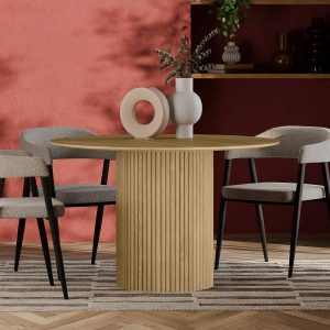 Marcel 4 Seat Round Dining Table, Oak