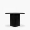 Medby 4 Seat Round Dining Table, Black Mango Wood & Black Marble