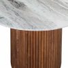 Medby 4 Seat Round Dining Table, Dark Mango Wood & Grey Marble