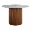 Medby 4 Seat Round Dining Table, Dark Mango Wood & Grey Marble