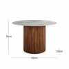 Medby 4 Seat Round Dining Table, Dark Mango Wood & Grey Marble