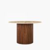 Medby 4 Seat Round Dining Table, Dark Mango Wood & Travertine