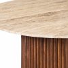 Medby 4 Seat Round Dining Table, Dark Mango Wood & Travertine