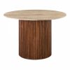 Medby 4 Seat Round Dining Table, Dark Mango Wood & Travertine
