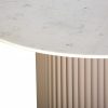 Medby 4 Seat Round Dining Table, Taupe Mango Wood & White Marble