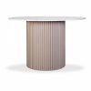 Medby 4 Seat Round Dining Table, Taupe Mango Wood & White Marble