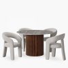 Medby & Bellamy 4 Chairs Dining Set, Grey Marble & Speckled Stone Sustainable Boucle