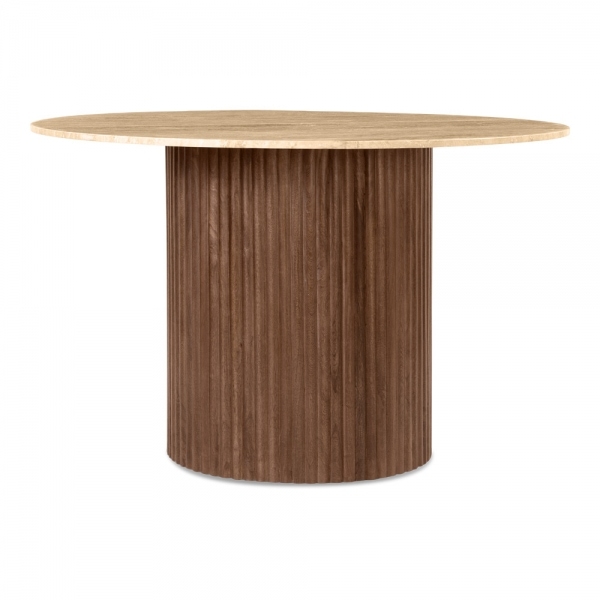 Medby & Ophelia 4 Chairs Dining Set, Travertine & Rust Sustainable Velvet