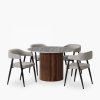 Medby & Presley 4 Chairs Dining Set, Grey Marble & Speckled Stone Sustainable Boucle