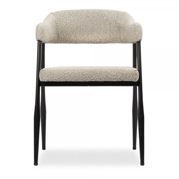 Medby & Presley 4 Chairs Dining Set, Grey Marble & Speckled Stone Sustainable Boucle