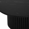 Medby Round Coffee Table, Black Mango Wood & Black Marble