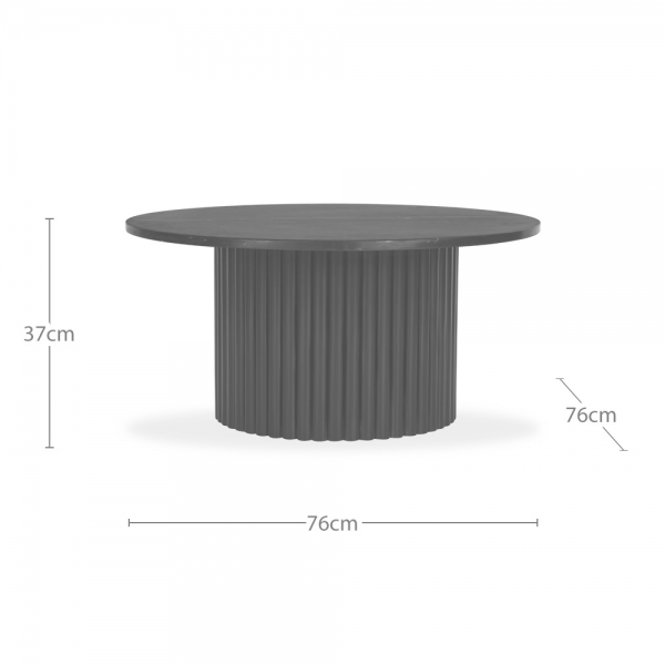 Medby Round Coffee Table, Black Mango Wood & Black Marble