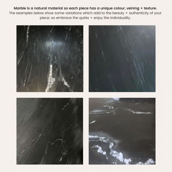 Medby Round Coffee Table, Black Mango Wood & Black Marble