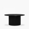 Medby Round Coffee Table, Black Mango Wood & Black Marble