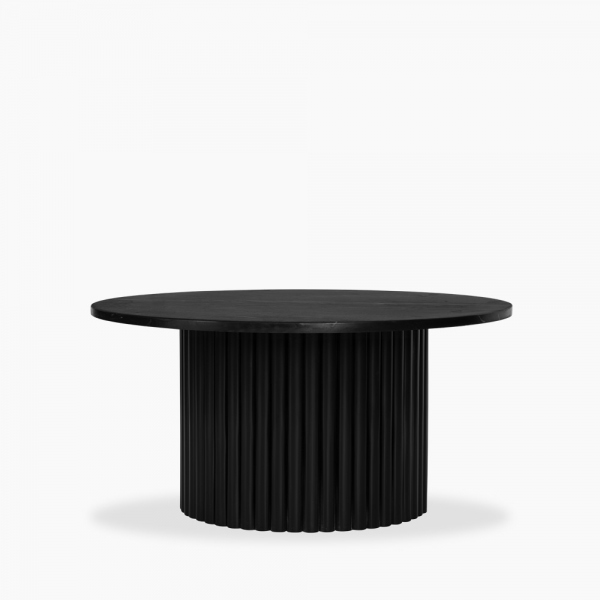 Medby Round Coffee Table, Black Mango Wood & Black Marble