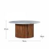Medby Round Coffee Table, Dark Mango Wood & Grey Marble