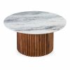 Medby Round Coffee Table, Dark Mango Wood & Grey Marble