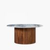 Medby Round Coffee Table, Dark Mango Wood & Grey Marble