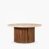 Medby Round Coffee Table, Dark Mango Wood & Travertine