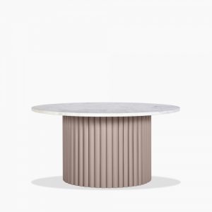 Medby Round Coffee Table, Taupe Mango Wood & White Marble