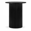 Medby Round Side Table, Black Mango Wood & Black Marble