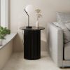 Medby Round Side Table, Black Mango Wood & Black Marble