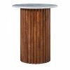 Medby Round Side Table, Dark Mango Wood & Grey Marble
